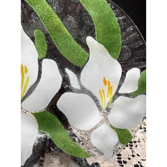 Sydenstricker Fused Art Glass Elephant Ear Orchid Bread & Butter Plate - Picture 3 of 6